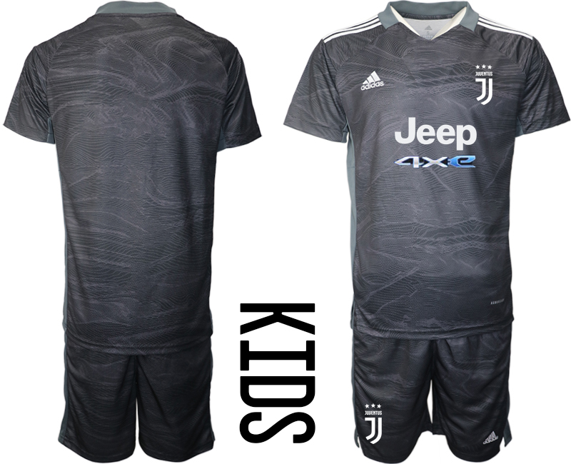 Cheap Youth 2021-2022 Club Juventus black goalkeeper blank Soccer Jersey